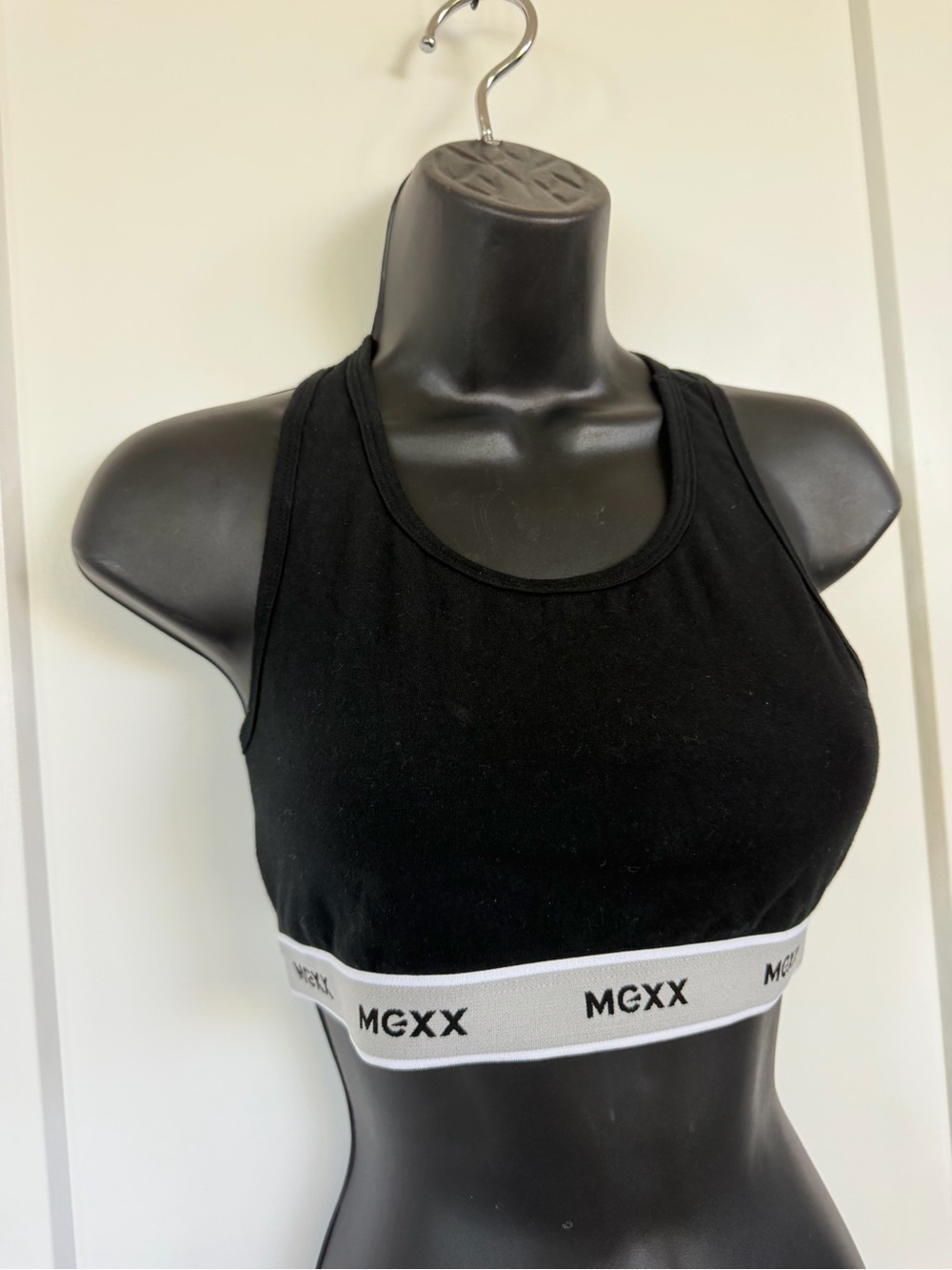 Mexx Black Sports Bralette with White Logo Band- ladies Medium